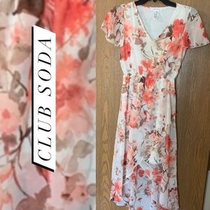 CLUB SODA Fluttery White Floral High-Low Dress